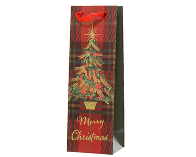 Decoris Weinflaschentasche Weihnachtsbaum rot