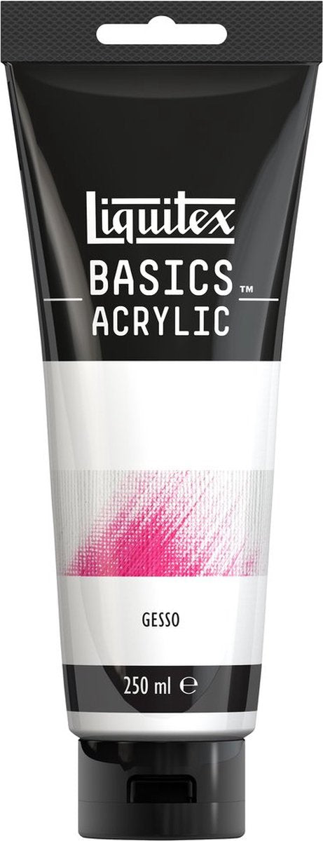 Liquitex 8870305 Basics Gesso 250 ml Tube – Acryl-Grundierung, Form gemahlen | für Acrylfarben-Mischtechnik