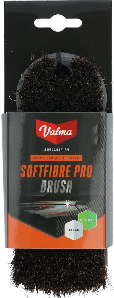 Valma Softfibre Pro Brush – weiche Rosshaarbürste – reinigt sicher Leder, Vinyl, Textilien und Cabrioverdecke – entfernt Schmutz ohne Kratzer