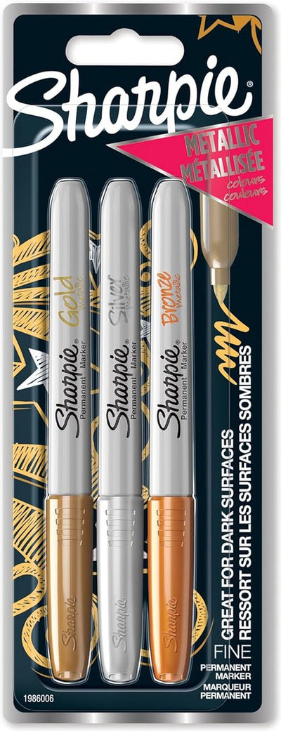 Sharpie metallische Permanentmarker | feiner Punkt | Gold-, Silber- und Bronzetinte | 3 Stück