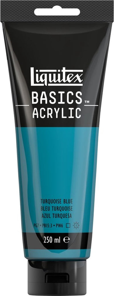 Liquitex 88700245 Basics Acrylfarbe Türkisblau – 250 ml | Künstler-Acrylfarbe | mittlere Viskosität | fresh shade of blue for painting canvas