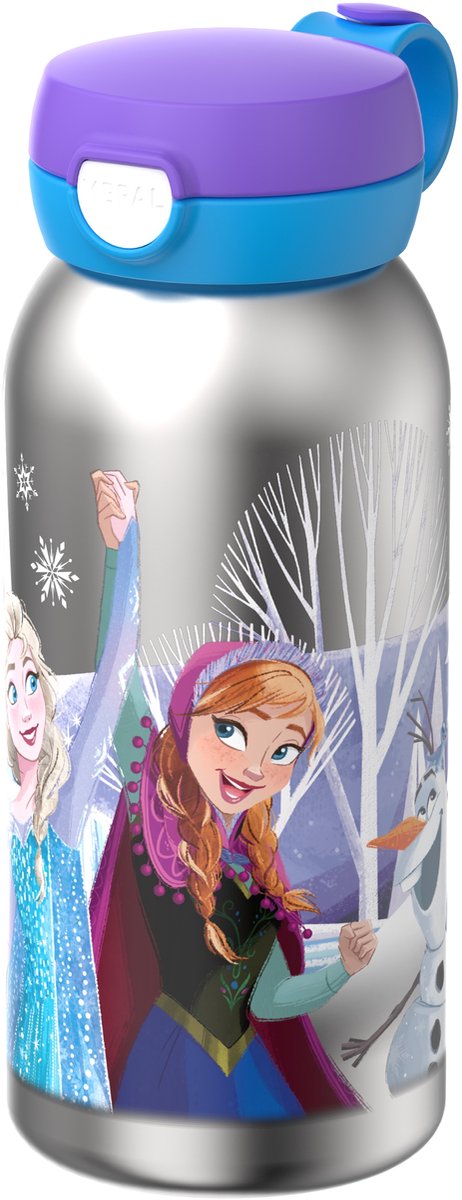 Mepal Edelstahl-Trinkflasche mit Klappdeckel Campus – 600 ml – Wasserflasche Edelstahl – auslaufsicher – hygienischer Deckel – Frozen Friends