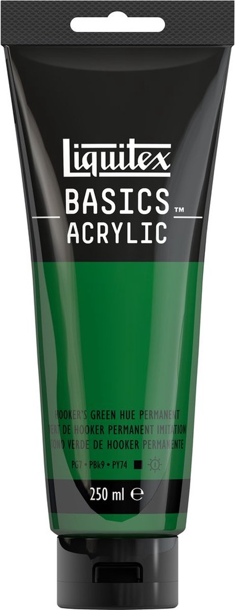 Liquitex 88700239 Basics Acrylfarbe Hooker's Green Farbton permanent – ​​250 ml | Künstler-Acrylfarbe | mittlere Viskosität | lichtechte Farbe zum Bemalen von Leinwand