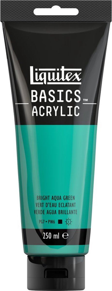 Liquitex 88700233 Basics Acrylfarbe leuchtendes Aquagrün – 250 ml | Künstler-Acrylfarbe | mittlere Viskosität | lichtechte Farbe zum Bemalen von Leinwand