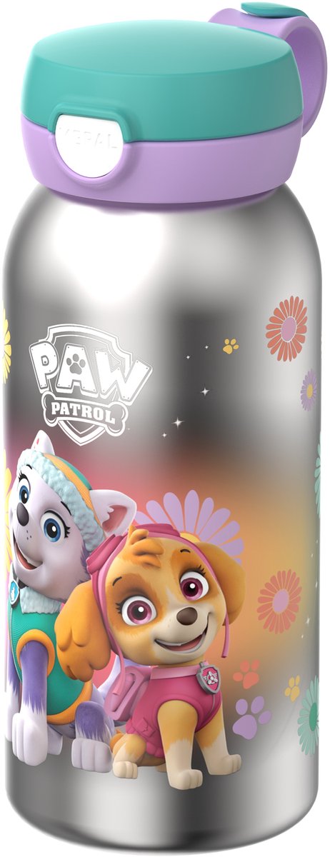 Mepal Isolierflasche mit Klappdeckel Campus – 500 ml – Trinkflasche Edelstahl – auslaufsicher – hygienischer Deckel – Paw Patrol Girls