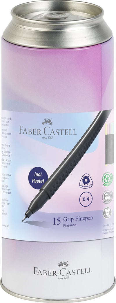Faber-Castell Fineliner-Griff – 0,4 mm – Dose mit 15 verschiedenen Teilen – FC-151617
