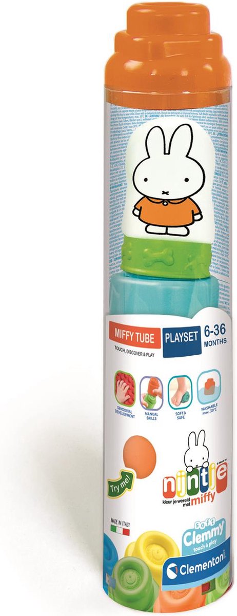 Clementoni Baby - Miffy Clemmy Weichblöcke in Rohr, 5dlg.