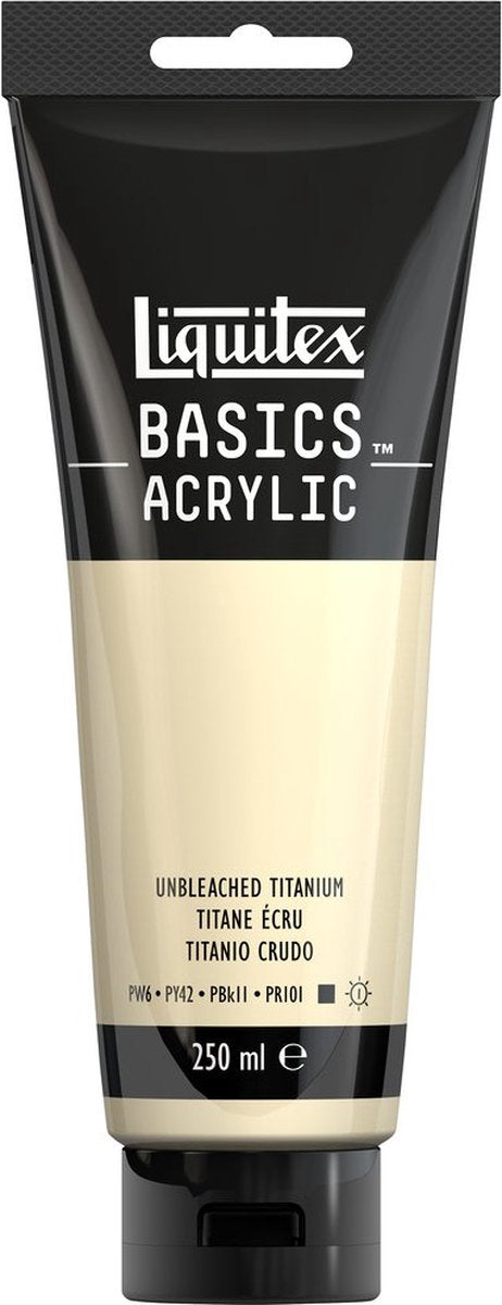 Liquitex 88700240 Basics Acrylfarbe ungebleichtes Titan – 250 ml | Künstler-Acrylfarbe | mittlere Viskosität | lichtechte Farbe zum Bemalen von Leinwand