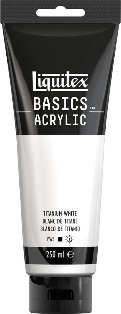 Liquitex 88700229 Basics Acrylfarbe Titanweiß – 250 ml | Künstler-Acrylfarbe | mittlere Viskosität | lichtechte Farbe zum Bemalen von Leinwand