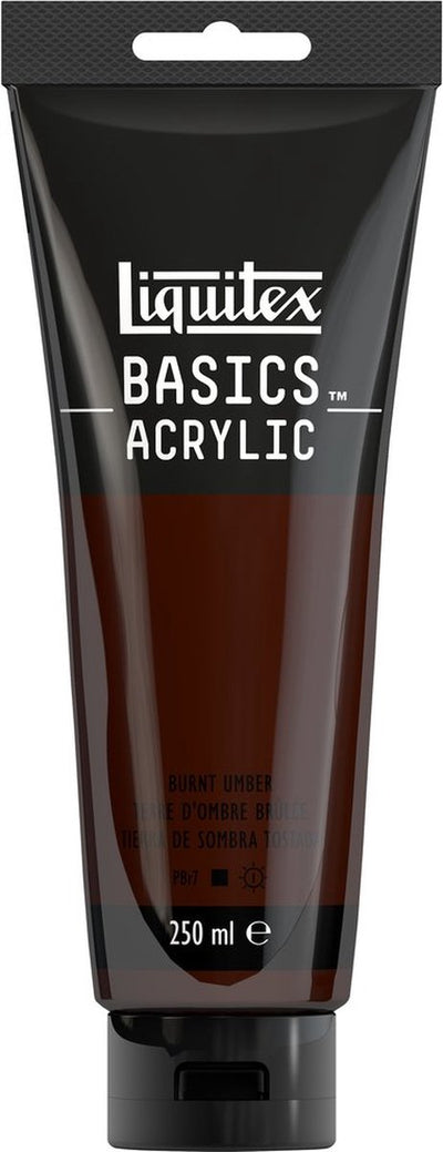 Liquitex 88700215 Basics Acrylfarbe gebranntes Umbra – 250 ml | Künstler-Acrylfarbe | mittlere Viskosität | lichtechte Farbe zum Bemalen von Leinwand