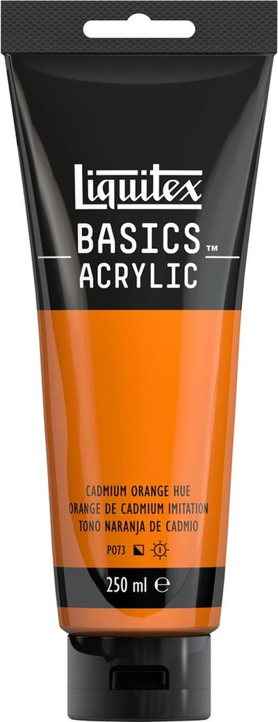 Liquitex 88700234 Basics Acrylfarbe Cadmiumorange Farbton – 250 ml | Künstler-Acrylfarbe | mittlere Viskosität | lichtechte Farbe zum Bemalen von Leinwand