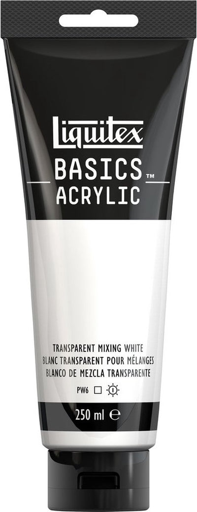 Liquitex 88700243 Basics Acrylfarbe transparent mischend weiß – 250 ml | Künstler-Acrylfarbe | mittlere Viskosität | zum Farbmischen von Glasuren