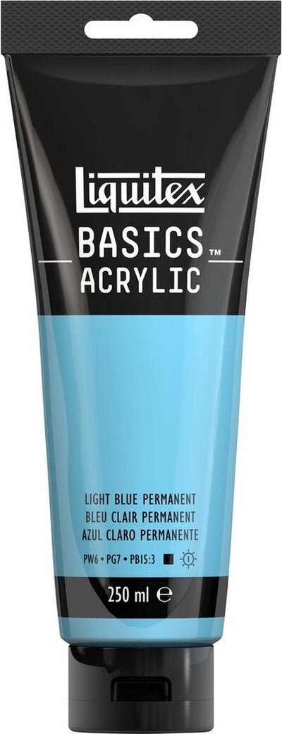Liquitex 88700247 Basics Acrylfarbe permanent hellblau permanent – ​​250 ml | Künstler-Acrylfarbe | mittlere Viskosität | Heller Blauton zum Bemalen von Leinwand
