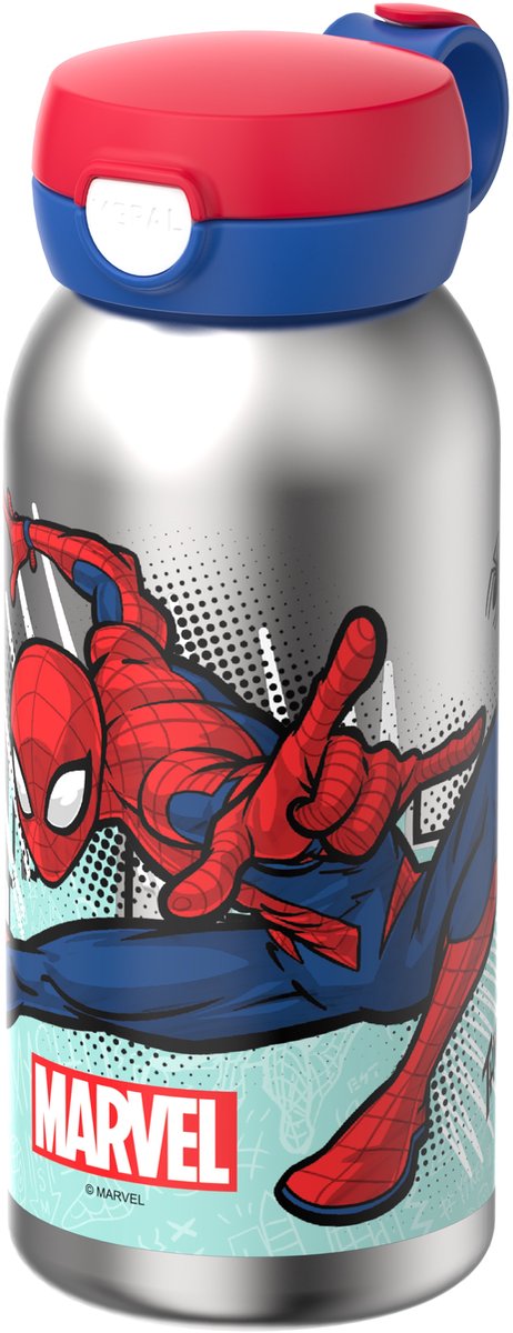 Mepal Isolierflasche mit Klappdeckel Campus – 500 ml – Trinkflasche Edelstahl – auslaufsicher – hygienischer Deckel – Spiderman