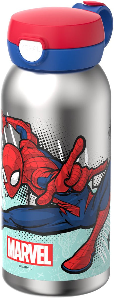 Mepal Isolierflasche mit Klappdeckel Campus – 500 ml – Trinkflasche Edelstahl – auslaufsicher – hygienischer Deckel – Spiderman