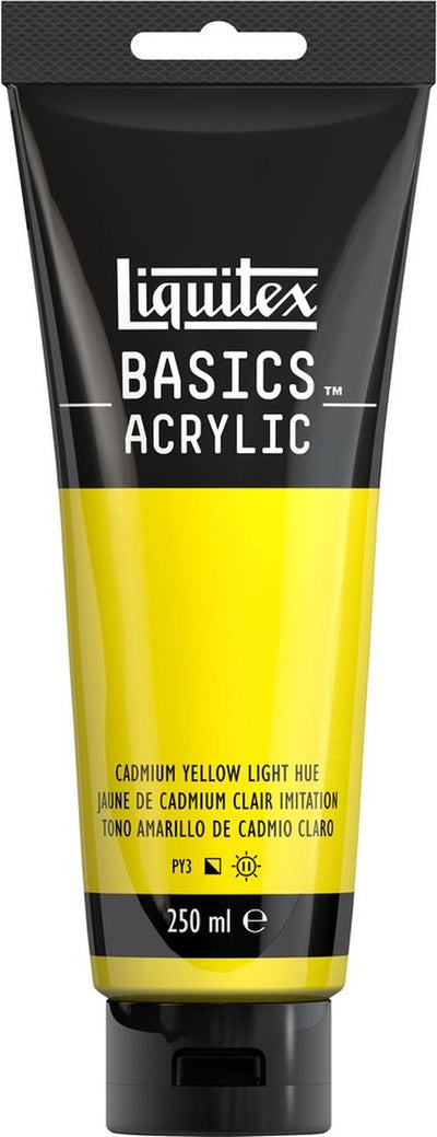Liquitex 88700218 Basics Acrylfarbe Cadmiumgelb heller Farbton – 250 ml | Künstler-Acrylfarbe | mittlere Viskosität | lichtechte Farbe zum Bemalen von Leinwand
