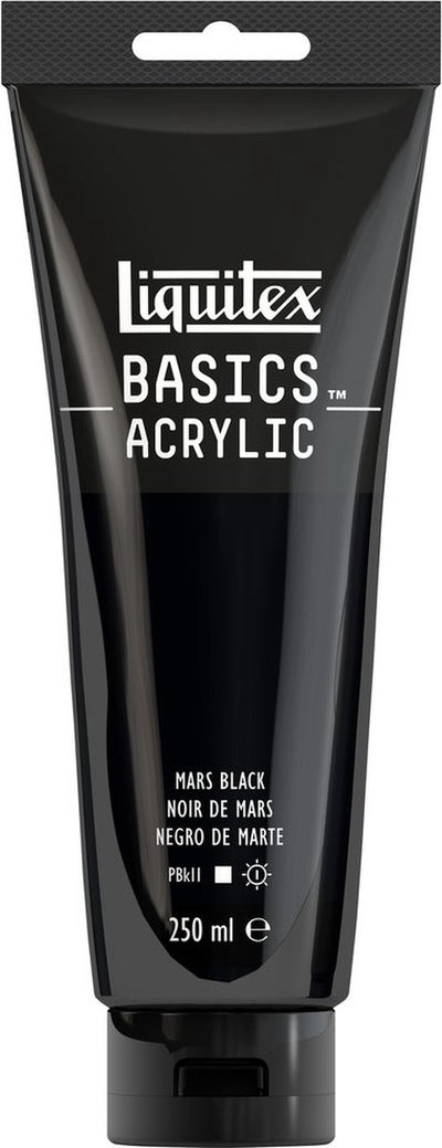Liquitex 88700222 Basics Acrylfarbe Marsschwarz – 250 ml | Künstler-Acrylfarbe | mittlere Viskosität | lichtechte Farbe zum Bemalen von Leinwand