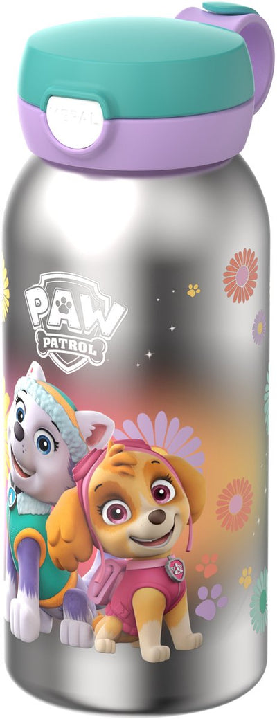 Mepal Isolierflasche mit Klappdeckel Campus – 500 ml – Trinkflasche Edelstahl – auslaufsicher – hygienischer Deckel – Paw Patrol Girls