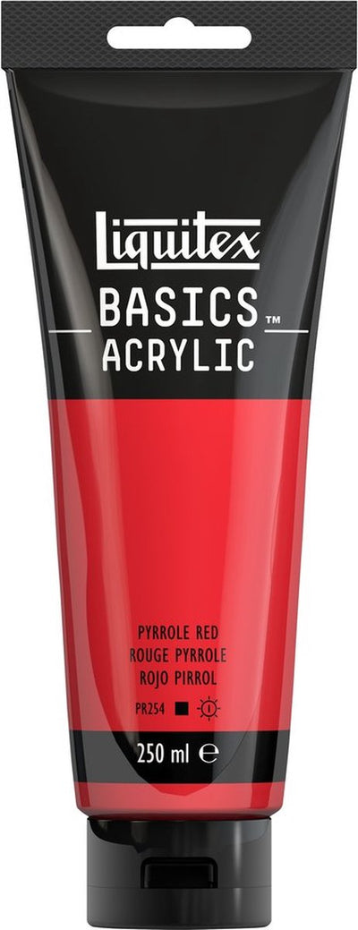 Liquitex 88700244 Basics Acrylfarbe Pyrrolrot – 250 ml | Künstler-Acrylfarbe | mittlere Viskosität | Intensiver Rotton zum Bemalen von Leinwand