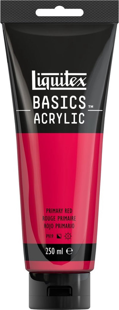 Liquitex 88700236 Basics Acrylfarbe Primärrot – 250 ml | Künstler-Acrylfarbe | mittlere Viskosität | lichtechte Farbe zum Bemalen von Leinwand