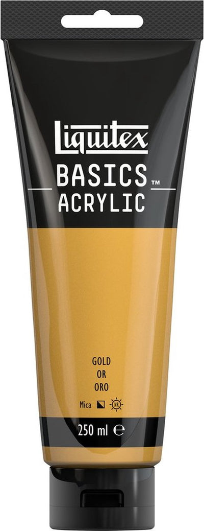 Liquitex 88700241 Basics Acrylfarbe Gold – 250 ml | Künstler-Acrylfarbe | mittlere Viskosität | Metallic-Effekt zum Bemalen von Leinwand