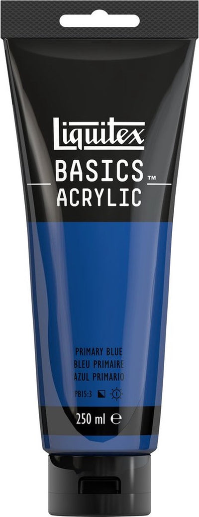 Liquitex 88700235 Basics Acrylfarbe Primärblau – 250 ml | Künstler-Acrylfarbe | mittlere Viskosität | lichtechte Farbe zum Bemalen von Leinwand