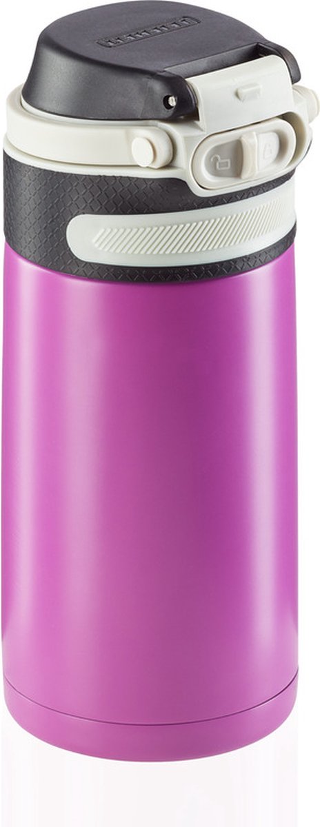 Leifheit Thermos-Flip-Becher - 350 ml - Edelstahl - Lila