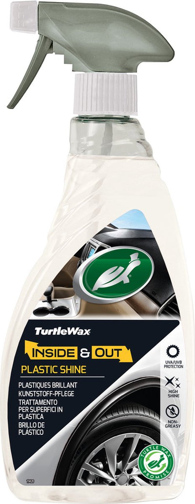 Turtle Wax Inside Out Kunststoffglanz – für alle Kunststoffe im Innen- und Außenbereich – reinigt, glänzt und schützt – verhindert Ausbleichen und Rissbildung – schnell trocknende Formel – 500 ml