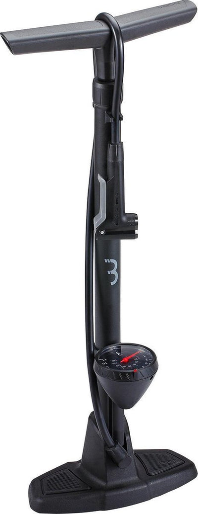 Bbb Cycling Airwave Fahrradpumpe mit Manometer – Standpumpe Rennrad und Mountainbike – Fahrrad-Fußpumpe 9 Bar – Schwarz – BFP-20