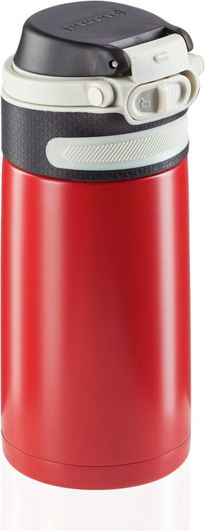 Leifheit Thermos-Flip-Becher - 350 ml - Edelstahl - Rot
