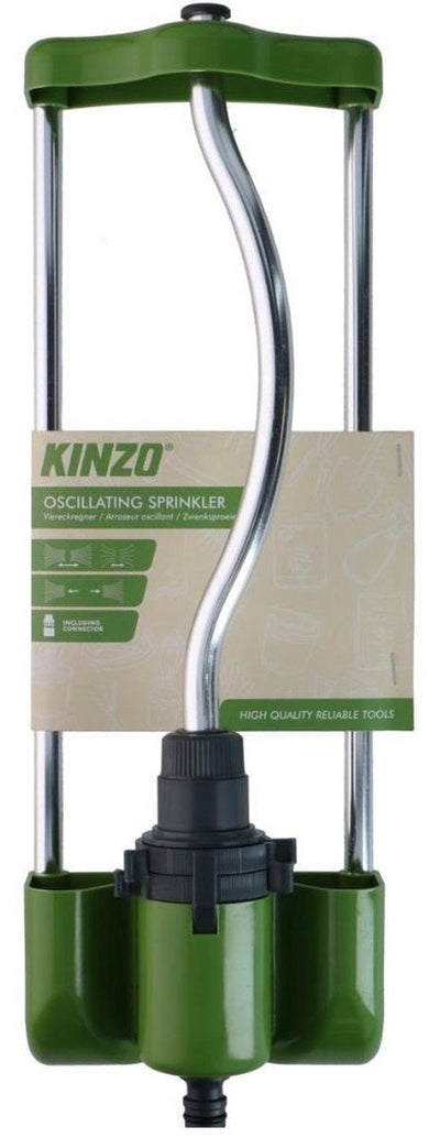 Kinzo Schwenksprinkler – Sprühdüse für Gartenschlauch – Gartensprinkler für Gemüsegarten und Rasen – Rasensprinkler Kreissprinkler – einstellbare Wasserverteilung