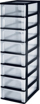 Iris Organizer-Kommode, Schubladensystem A4 – 8 x 7 l – schwarz transparent