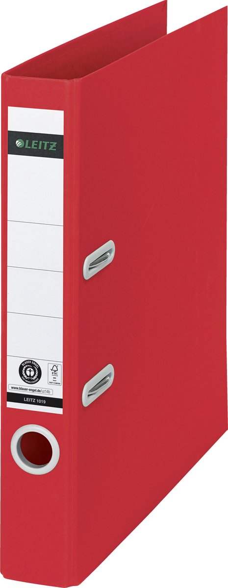Leitz 180° Recycling-Ordner A4 – Rückenbreite 50 mm – 100 % recycelter Karton – rot