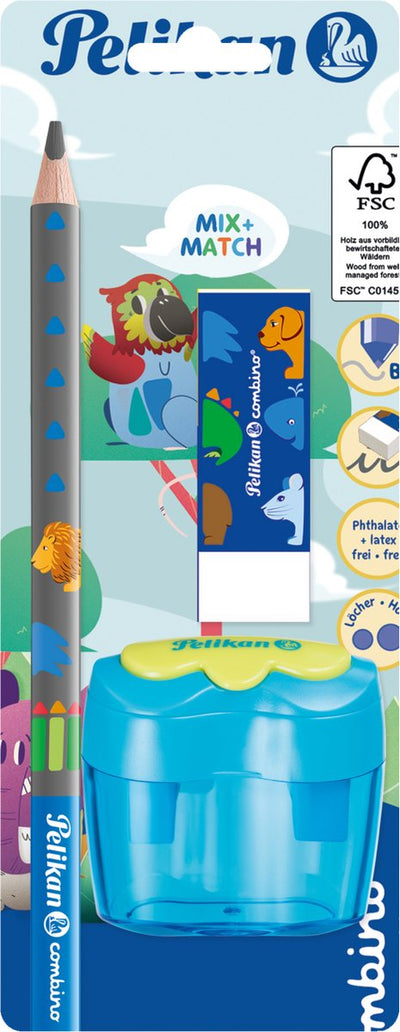 Pelikan Starterset Combino - sortiert - Bleistift-Radiergummi-Spitzer aus Graphit