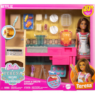 Barbie Family Pop Teresa Rezept für Freundschaft und Küchenspiel -Set