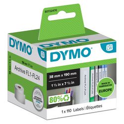 Etikettenbinder schmal 99018 Dymo 38x190mm weiß 110 Stück