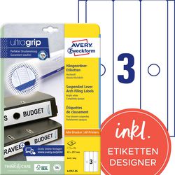 Rückenetiketten Avery Zweckform L4757-25 weiß, 75 Etiketten