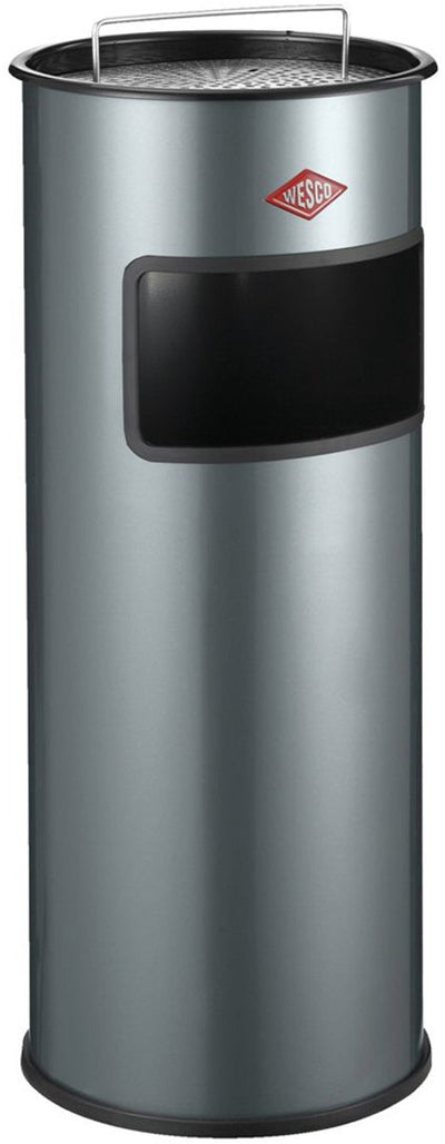 Wesco Standaschenbecher mit Sieb ohne Einsatz | 30 Liter | Metall - Graphit | Abfallbehälter mit Aschenbecher stehend - Made in Germany
