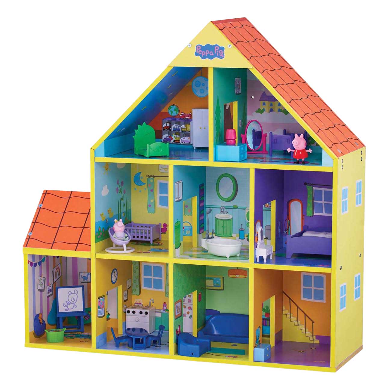 Spectron Peppa Pig Puppenhaus aus Holz mit 9 Zimmern