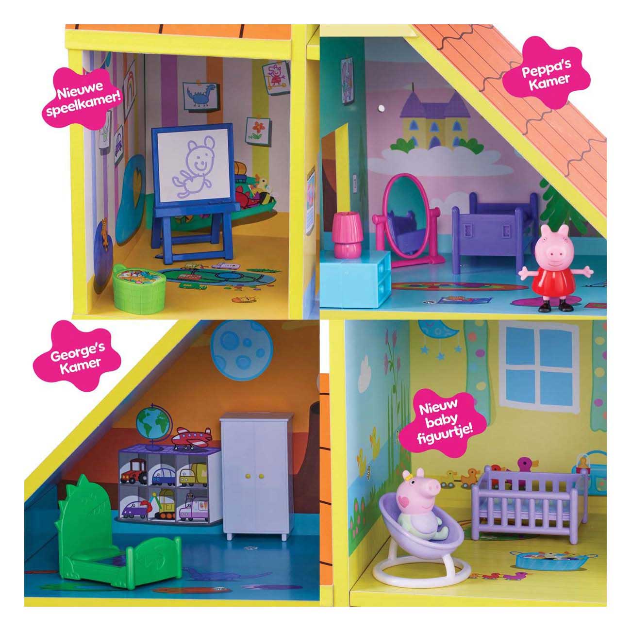 Spectron Peppa Pig Puppenhaus aus Holz mit 9 Zimmern