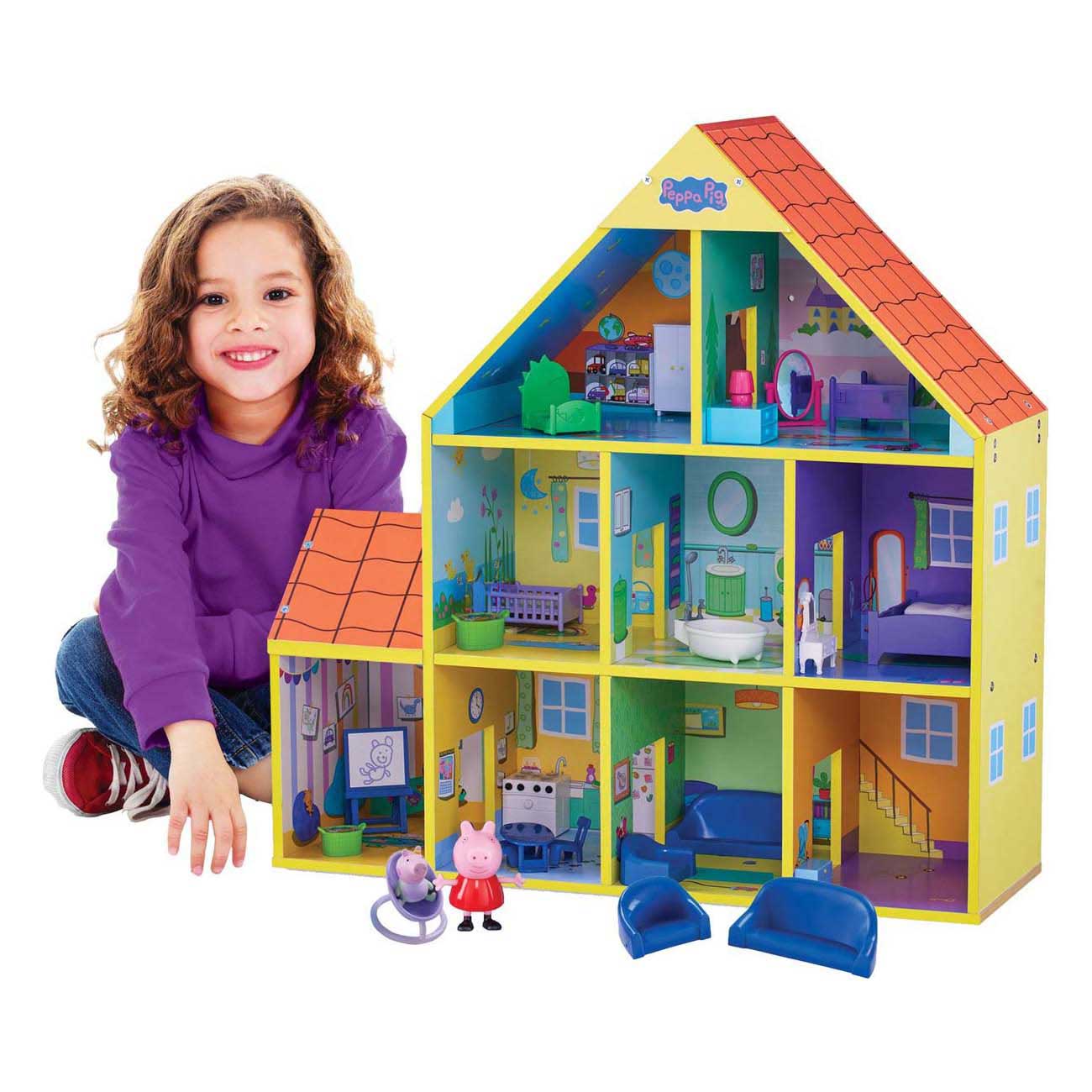 Spectron Peppa Pig Puppenhaus aus Holz mit 9 Zimmern