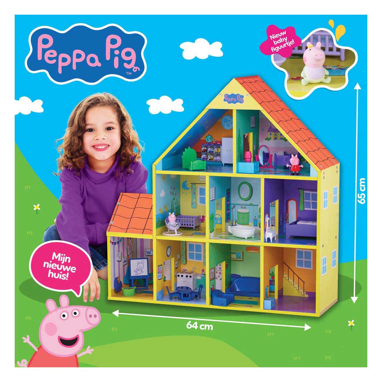 Spectron Peppa Pig Puppenhaus aus Holz mit 9 Zimmern