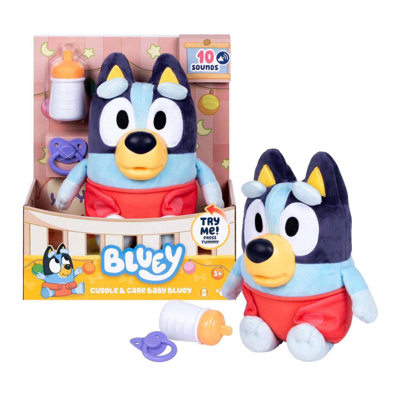 Bluey Pluche interaktive Umarmung und kümmerte sich um Baby