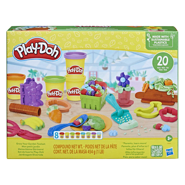 Play-Doh-Gartenspielset mit 8 Tontöpfen – 20 Teile.
