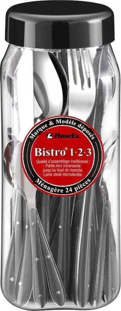 Amefa Besteckset Bistro 1-2-3 (24-teilig) aus schwarzem Edelstahl