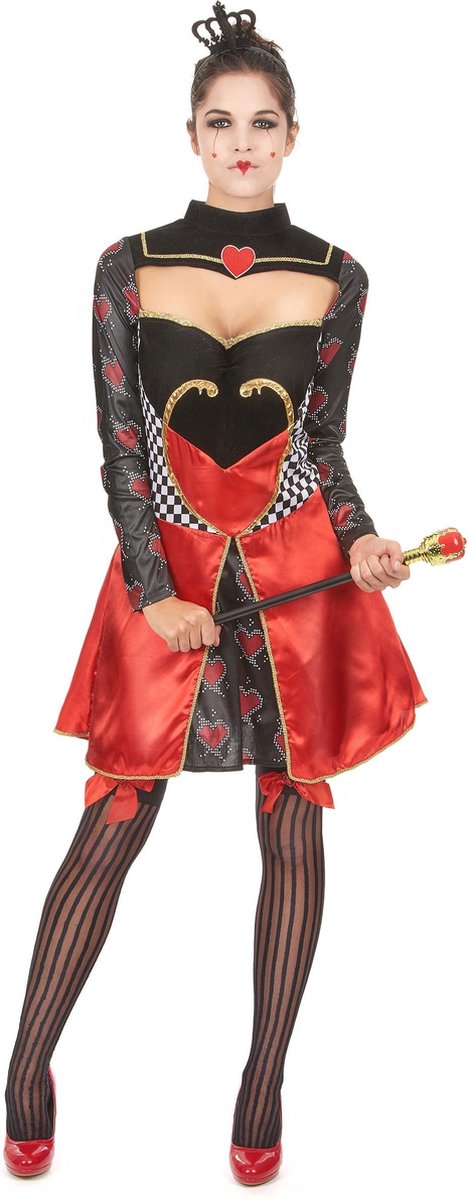 Vegaoo sexy Herzkönigin (aus Alice im Wunderland) Kleid mit Krone - Herzkönigin Kostüm Gr. 36-38 (S)