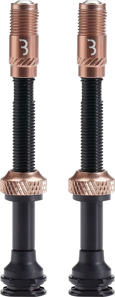 BBB Cycling CoreCap Al-Ventil – Tubeless-Ventilset – 300 % mehr Luftstrom – universelle Pumpenkompatibilität – Aluminium – 60 mm – 2 Stück – Kupfer – BTI-166