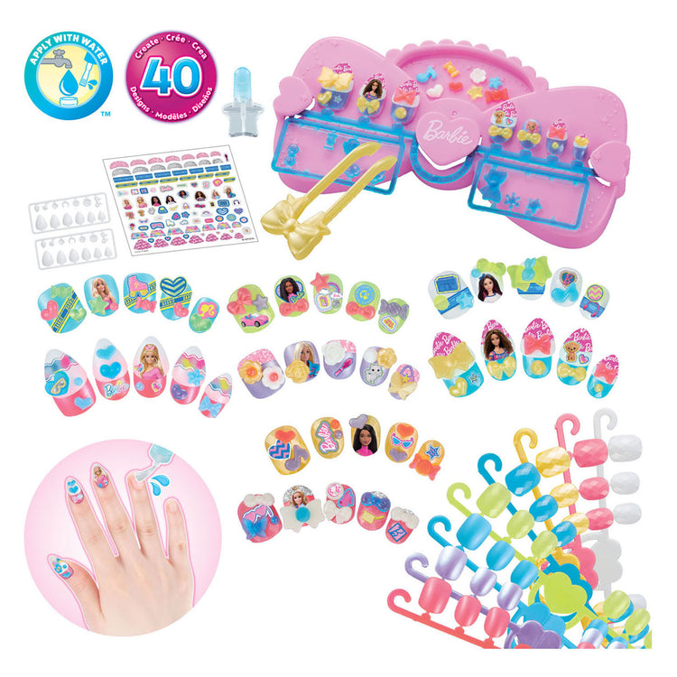 Aquabeads Nagelstudio-Barbie-Designer-Set – mit wiederverwendbaren Nägeln – ohne Nageltrockner – sicher für Kinder – nur Wasser erforderlich