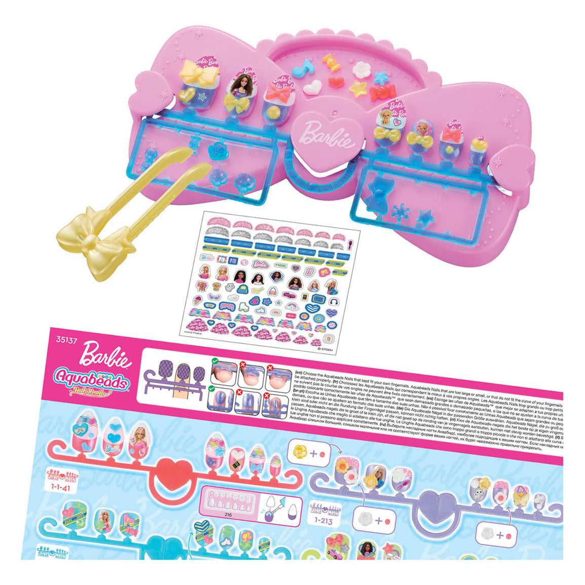 Aquabeads Nagelstudio-Barbie-Designer-Set – mit wiederverwendbaren Nägeln – ohne Nageltrockner – sicher für Kinder – nur Wasser erforderlich
