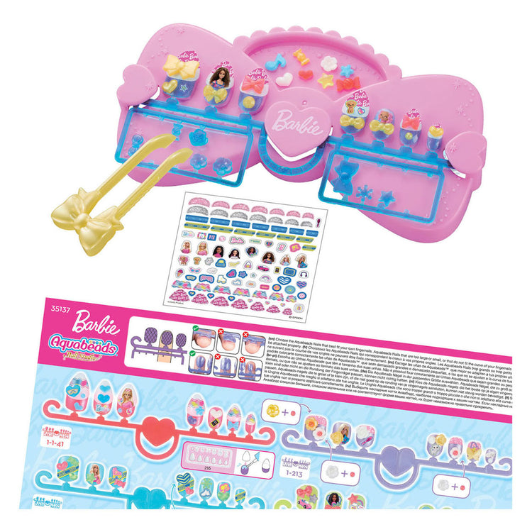 Aquabeads Nagelstudio-Barbie-Designer-Set – mit wiederverwendbaren Nägeln – ohne Nageltrockner – sicher für Kinder – nur Wasser erforderlich
